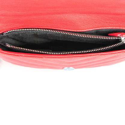 Saint Laurent Sheepskin Matelasse Chevron Monogram College Chain Wallet New Red 5 of 7