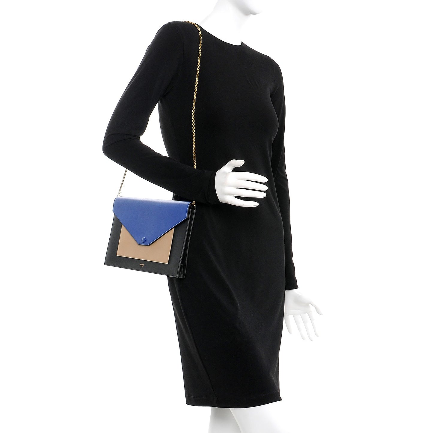 Shiny Calfskin Clutch on a Chain Multicolor