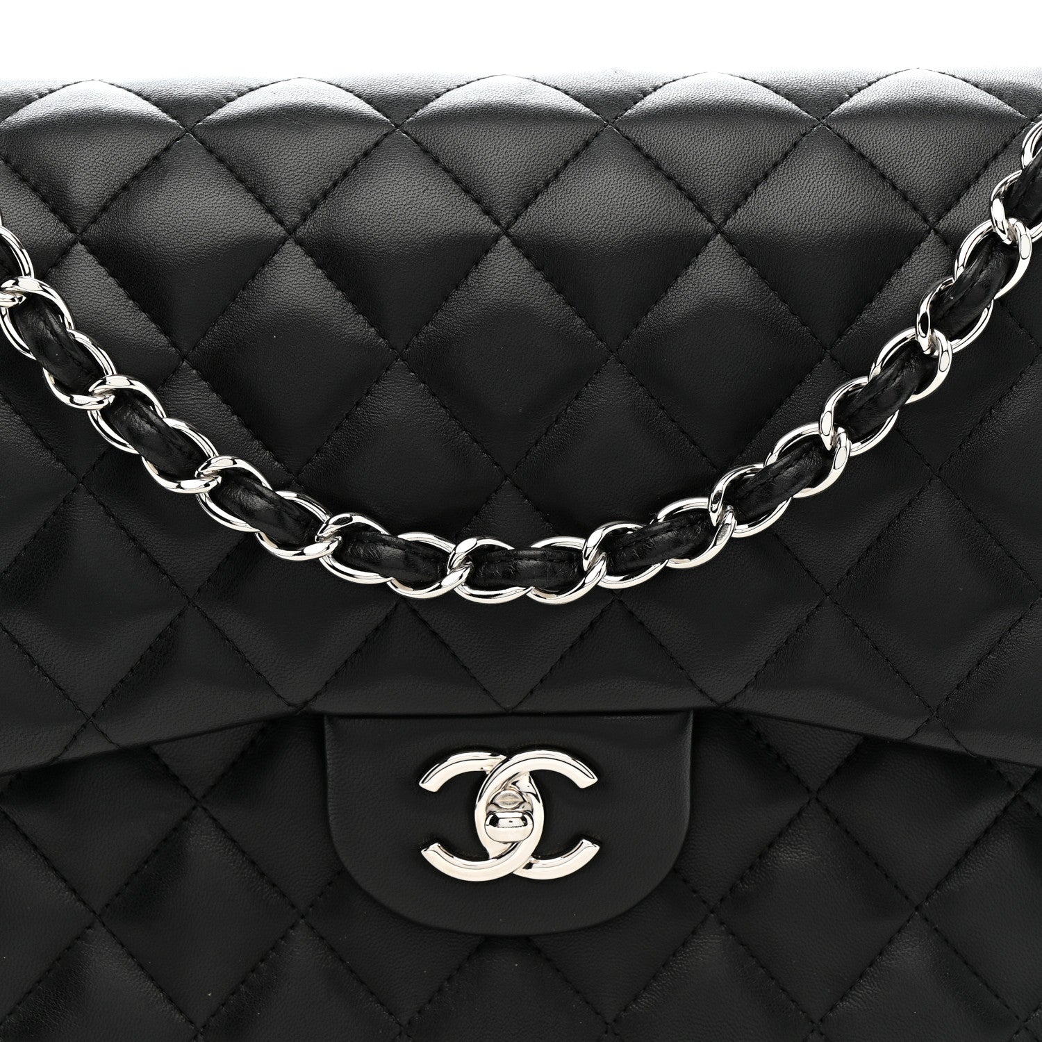 Chanel Lambskin Quilted Jumbo Double Flap Black 8 of 14
