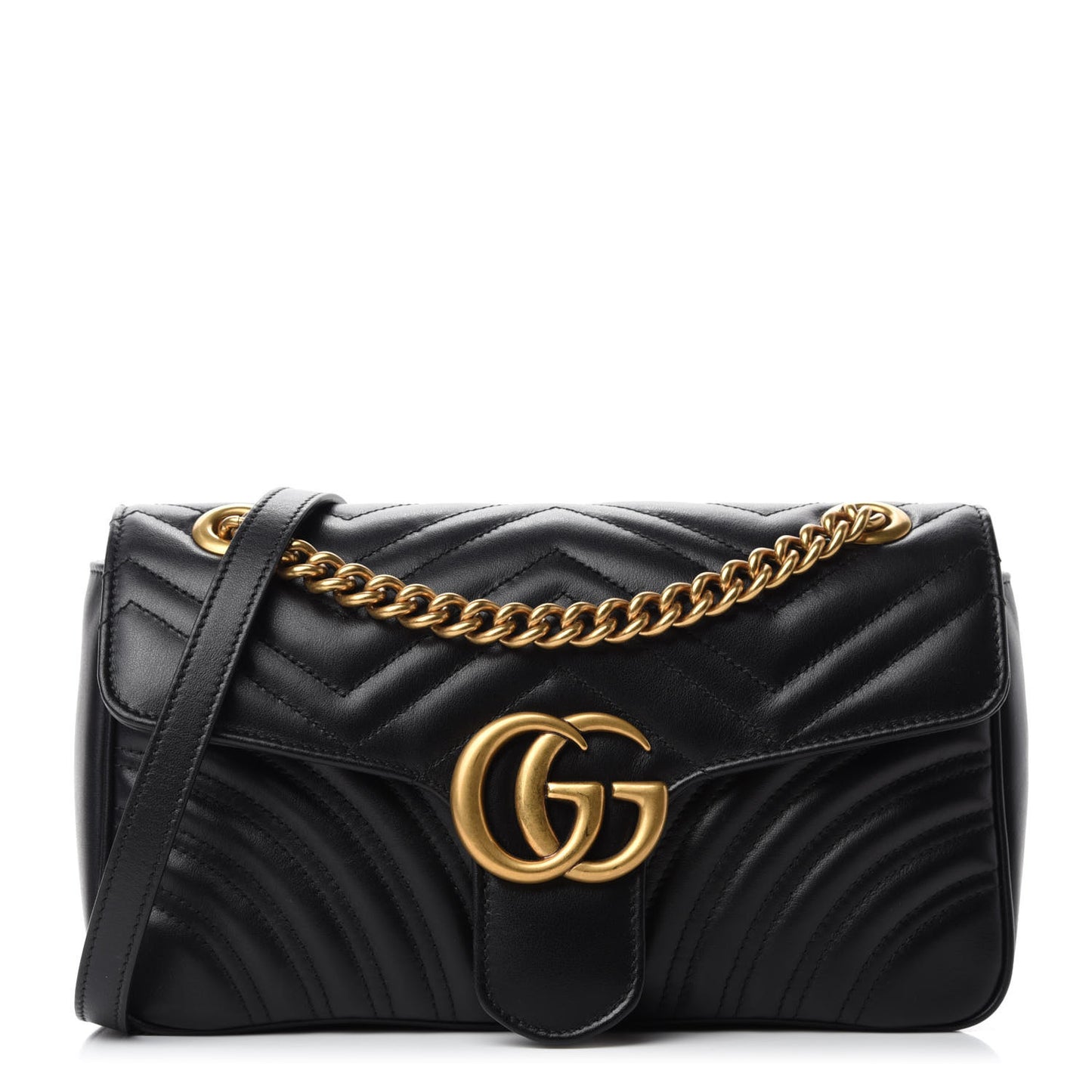 Calfskin Matelasse Small GG Marmont Shoulder Bag Black