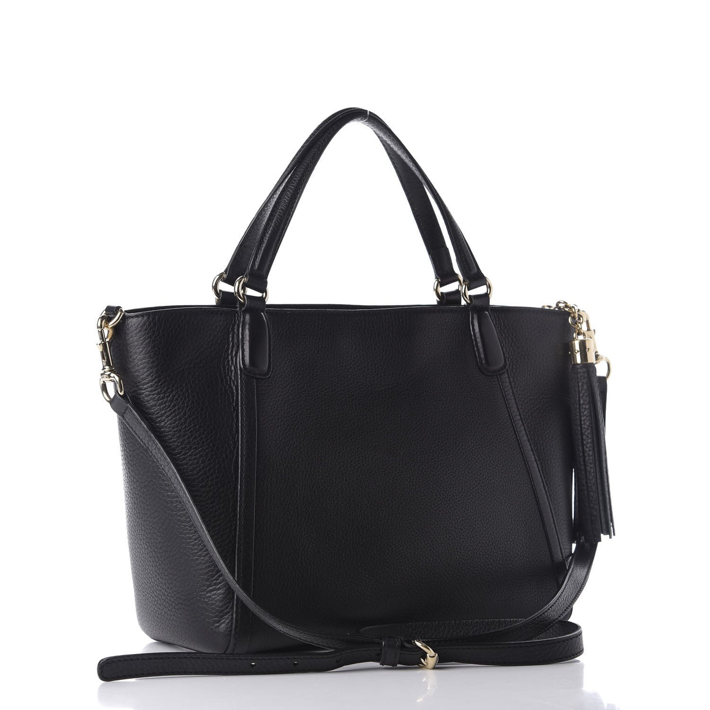 Pebbled Calfskin Small Soho Top Handle Bag Black