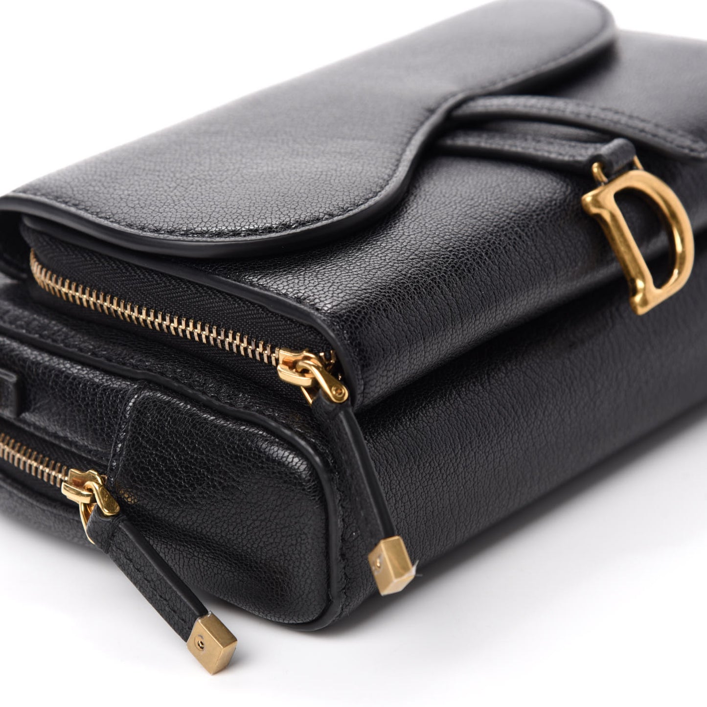 Goatskin Double Saddle Pouch Black