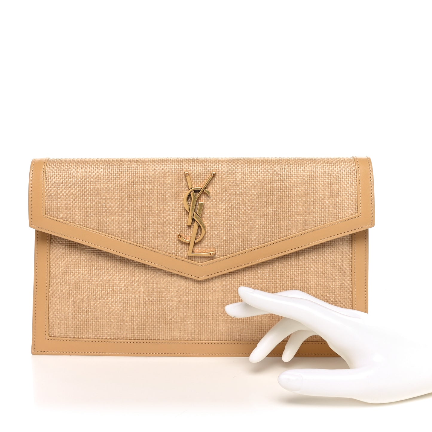 Micro Raffia Uptown Pouch Natural Hay Blush