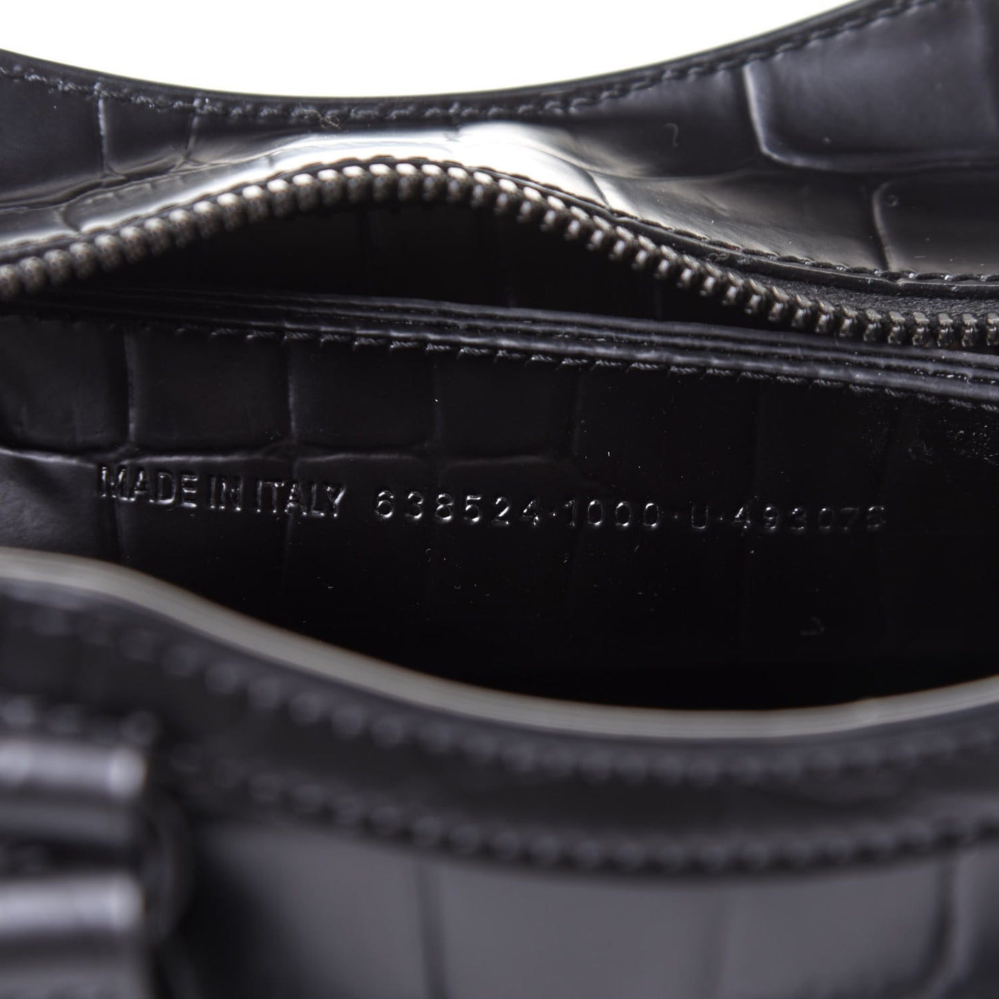 Semi Shiny Calfskin Crocodile Embossed Neo Classic Black Hardware Mini City Black