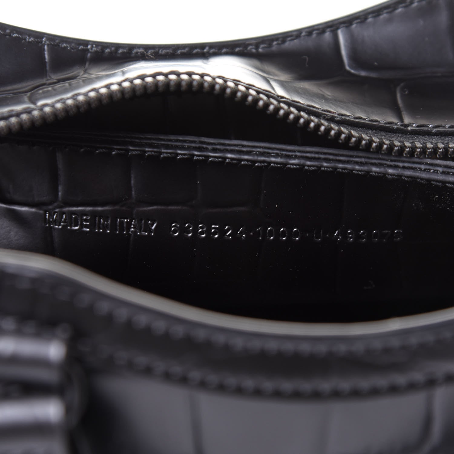 Balenciaga Semi Shiny Calfskin Crocodile Embossed Neo Classic Black Hardware Mini City Black 7 of 16