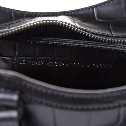 Balenciaga Semi Shiny Calfskin Crocodile Embossed Neo Classic Black Hardware Mini City Black 7 of 16