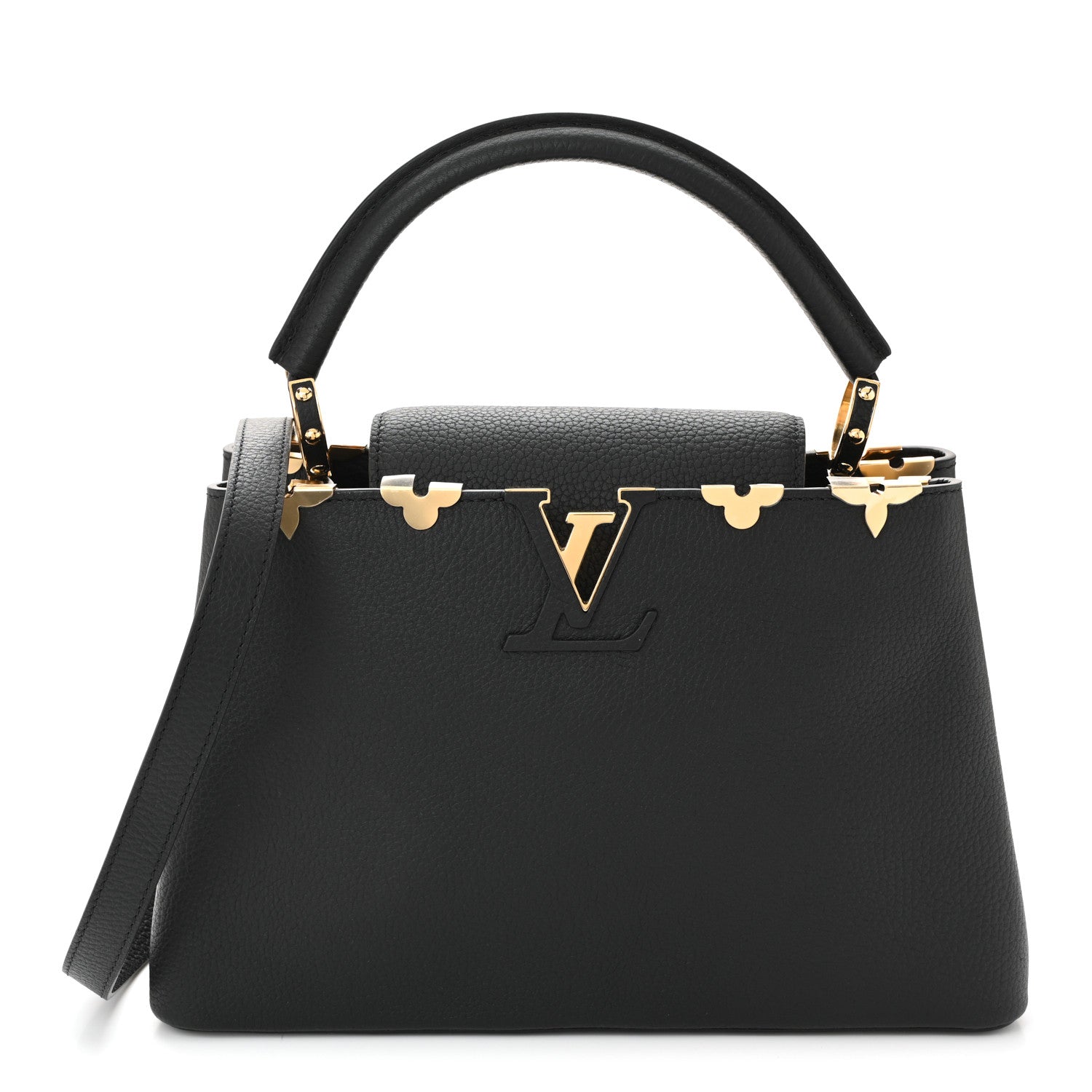 Louis Vuitton Taurillon Embellished Flower Crown Capucines MM Black 1 of 9