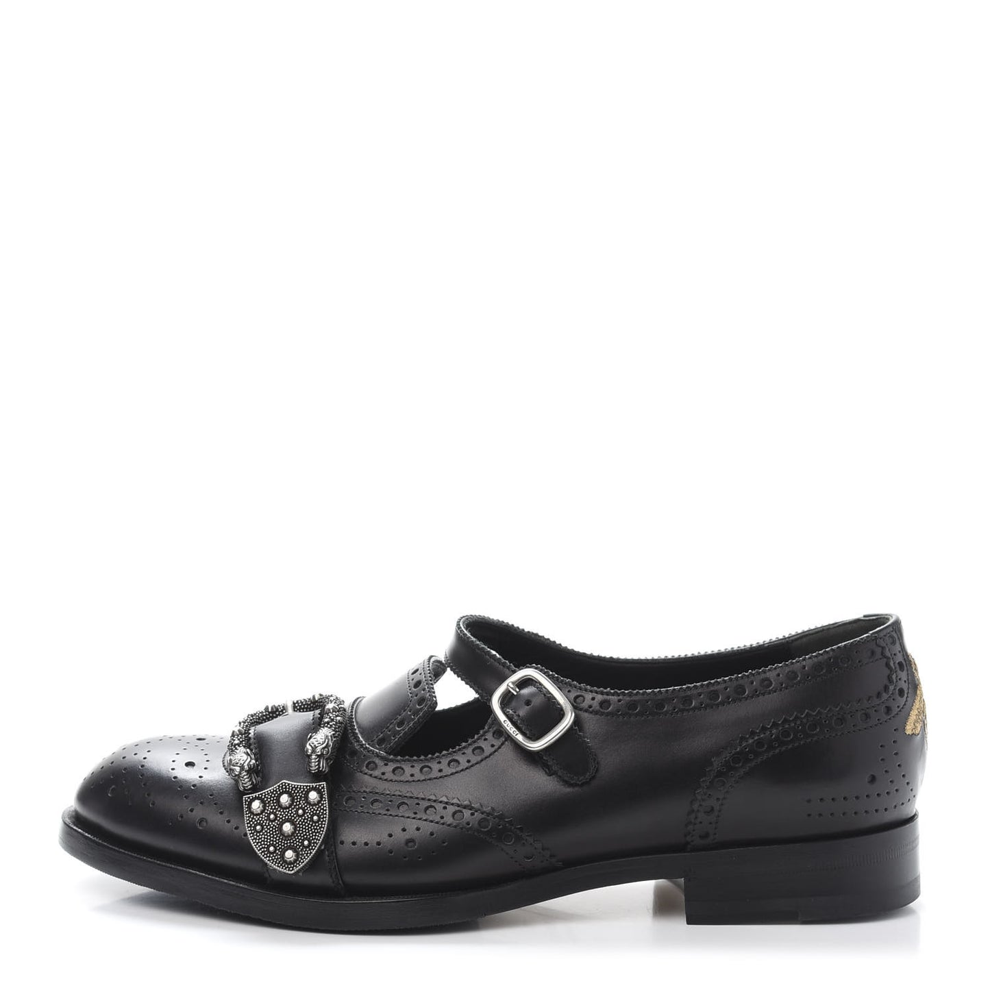 Calfskin Bee Embroidered Mens Queercore Brogue Wingtip Monk Strap Loafers 9 Black