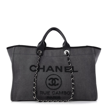 Chanel Canvas Sequin Large Deauville Tote Charcoal 1 of 10