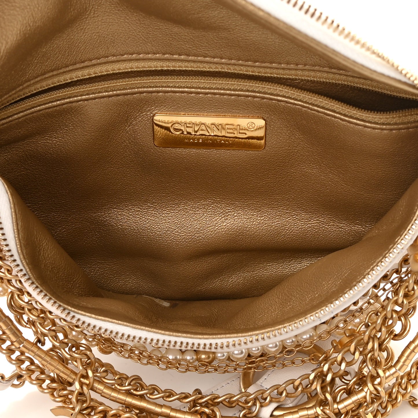 Lambskin Quilted All About Chains Waist Belt Bag White
