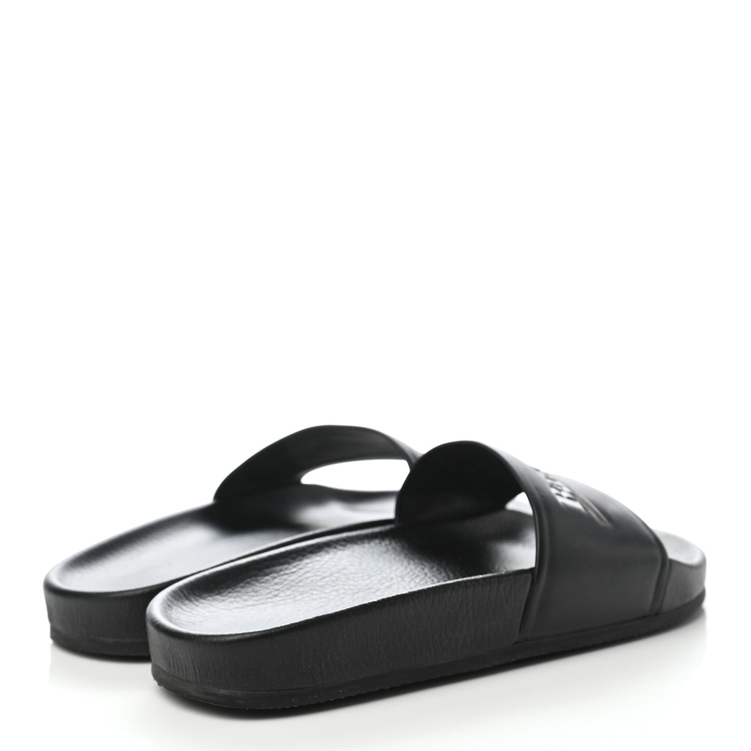 Balenciaga Nappa Political Campaign Logo Womens Pool Slide Sandals 36 Black White Vermillon 4 of 7