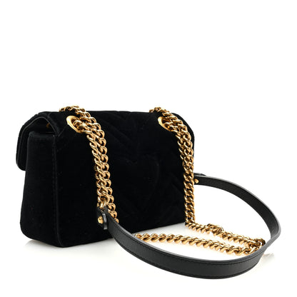 Gucci Velvet Matelasse Mini GG Marmont Shoulder Bag Black 3 of 11