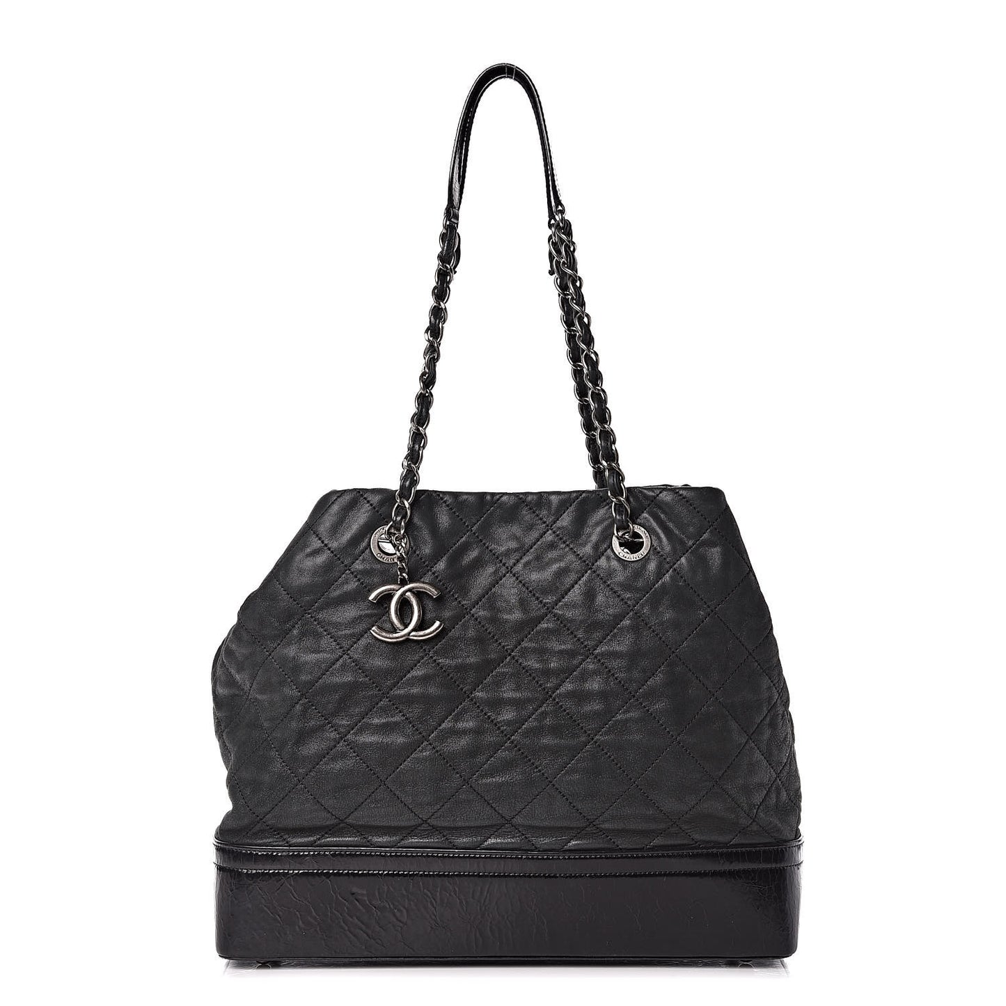 Iridescent Calfskin Quilted Large VIP Tote Dark Green