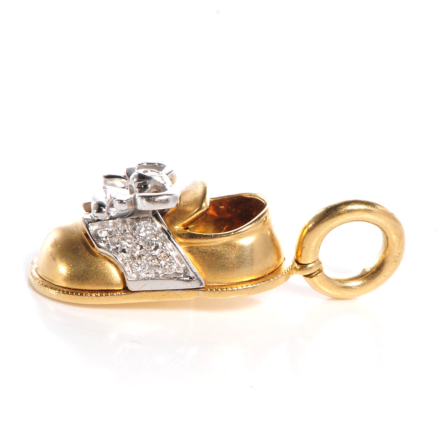 FASHIONPHILE AARONBASHA18kYellowandWhiteGoldDiamondSaddleShoeCharm 3 of 5