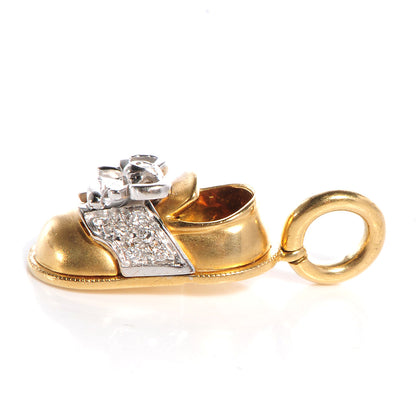 FASHIONPHILE AARONBASHA18kYellowandWhiteGoldDiamondSaddleShoeCharm 3 of 5