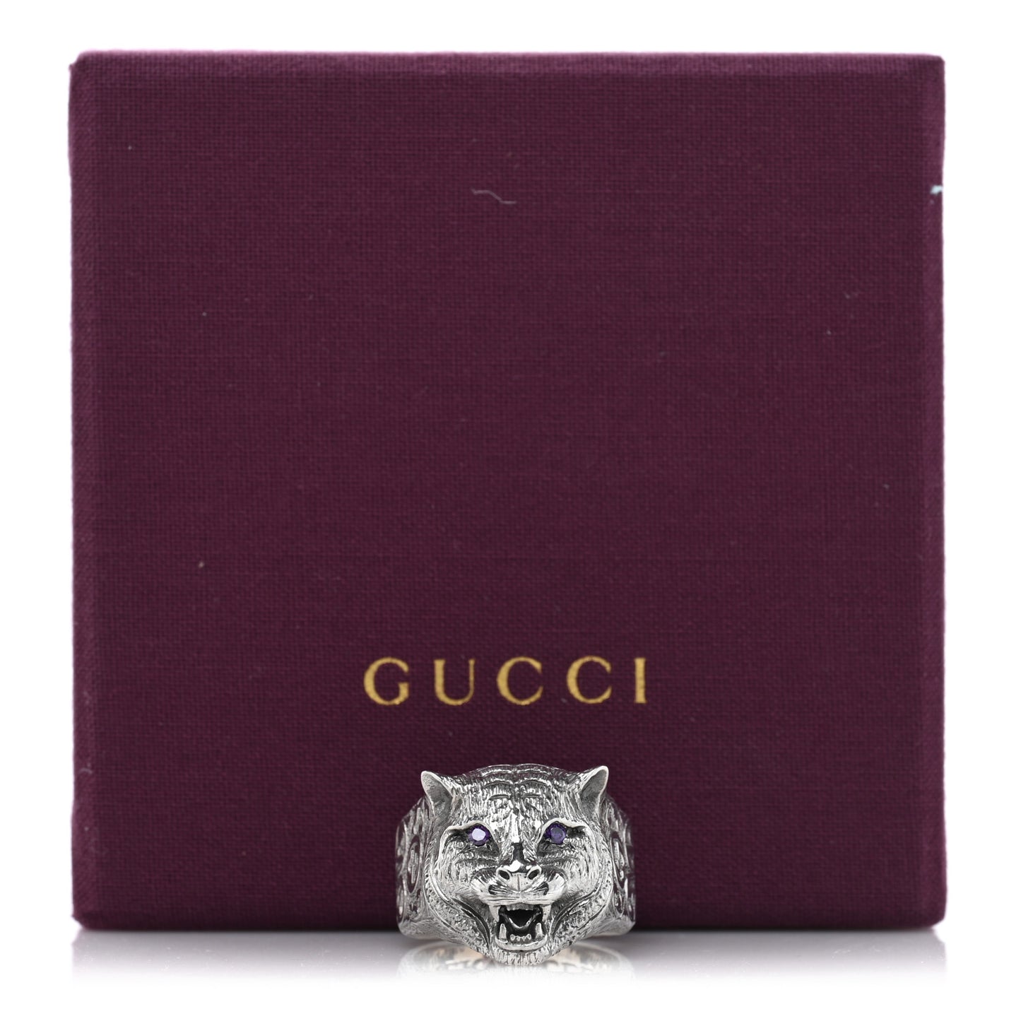 Sterling Silver Crystal Le Marche Des Merveilles Feline Head Ring 61 9.5 Purple