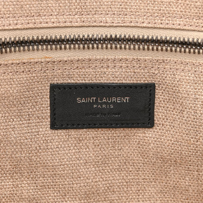 Saint Laurent Linen Calfskin Rive Gauche Tote Optic White 6 of 17