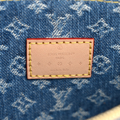 Louis Vuitton Denim Monogram Carryall MM Pochette Blue 6 of 7