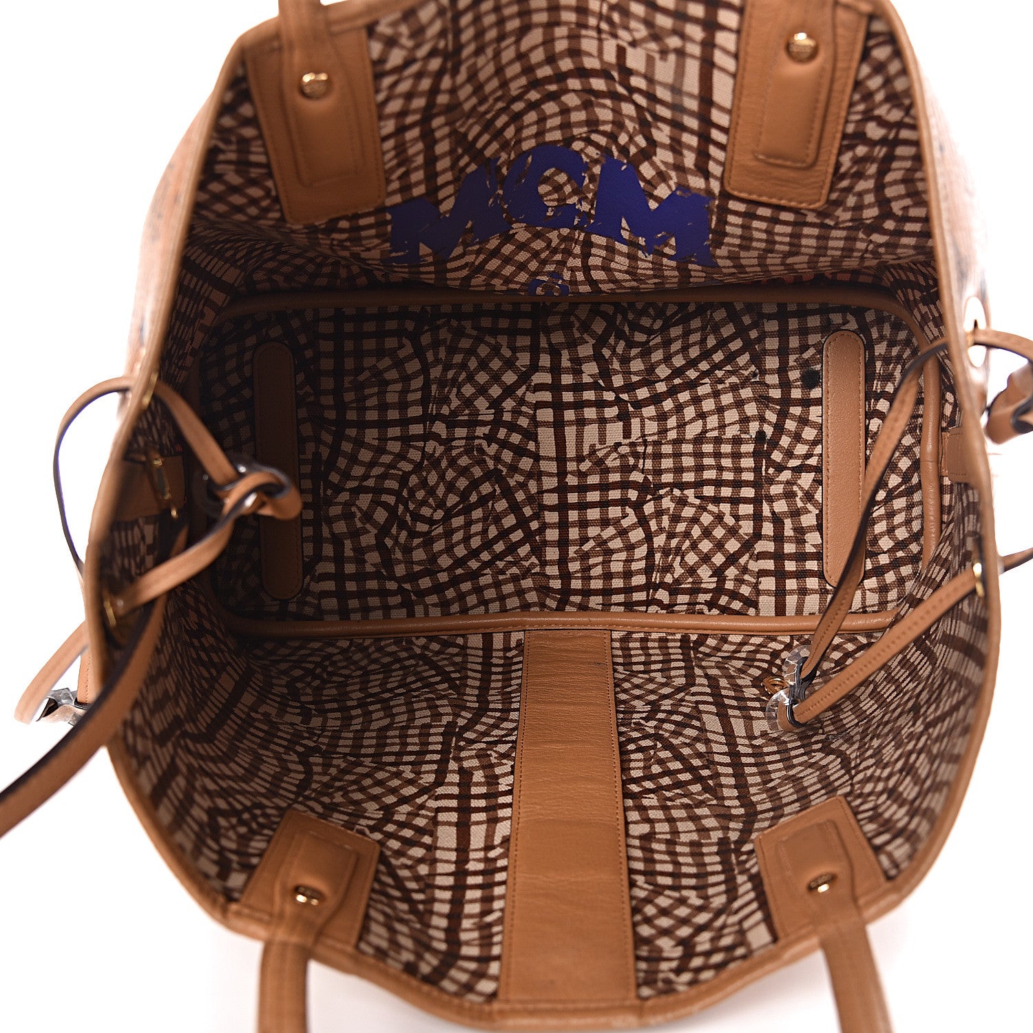 MCM Visetos Medium Liz Reversible Shopper Tote Cognac 10 of 31