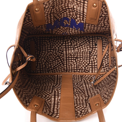 MCM Visetos Medium Liz Reversible Shopper Tote Cognac 10 of 31