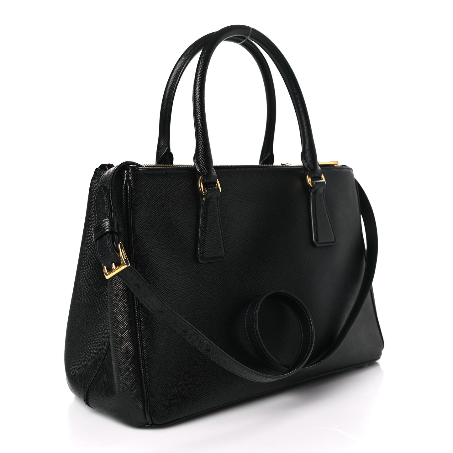 Saffiano Small Galleria Double Zip Tote Black