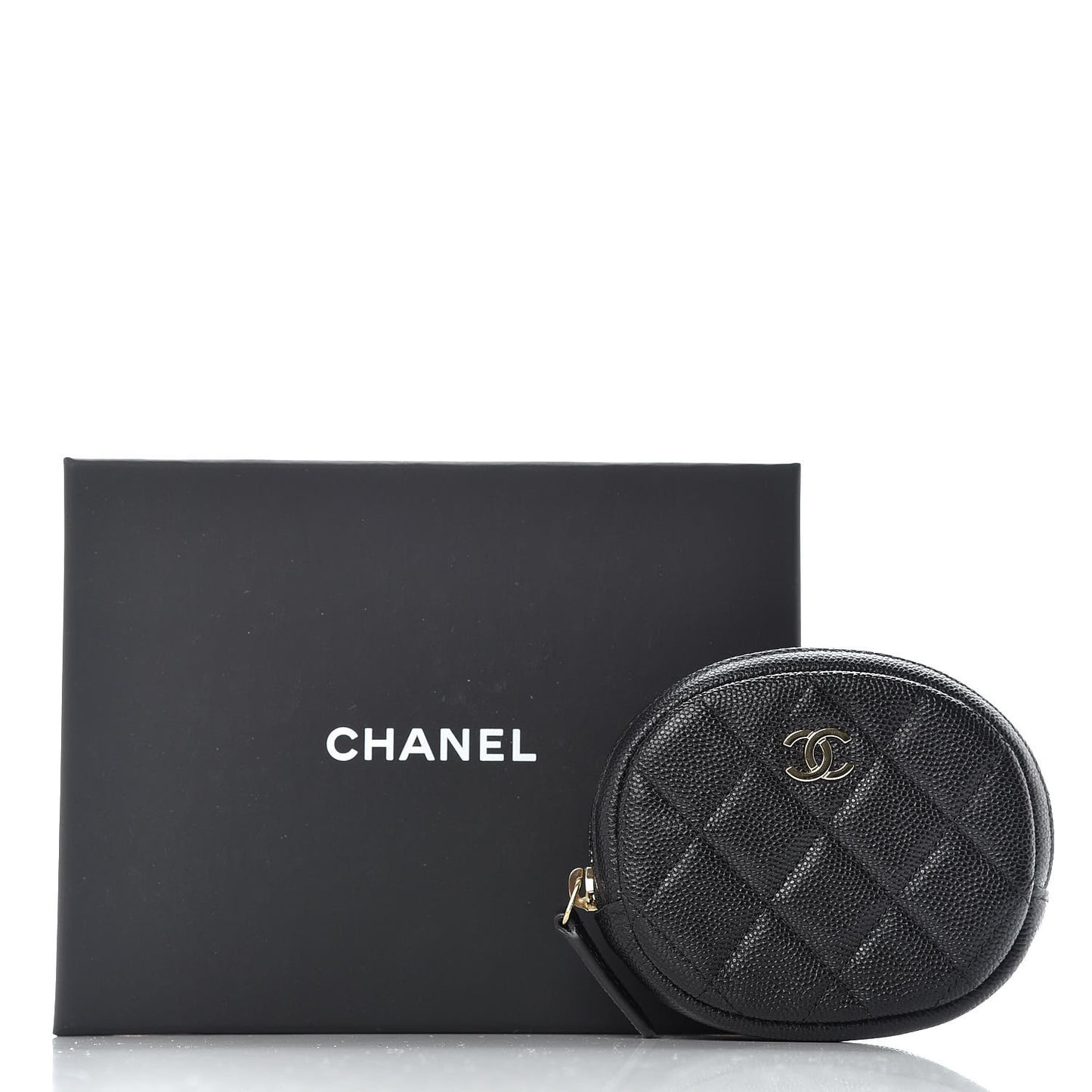 Caviar Quilted Zip Around Classic Coin Purse Black