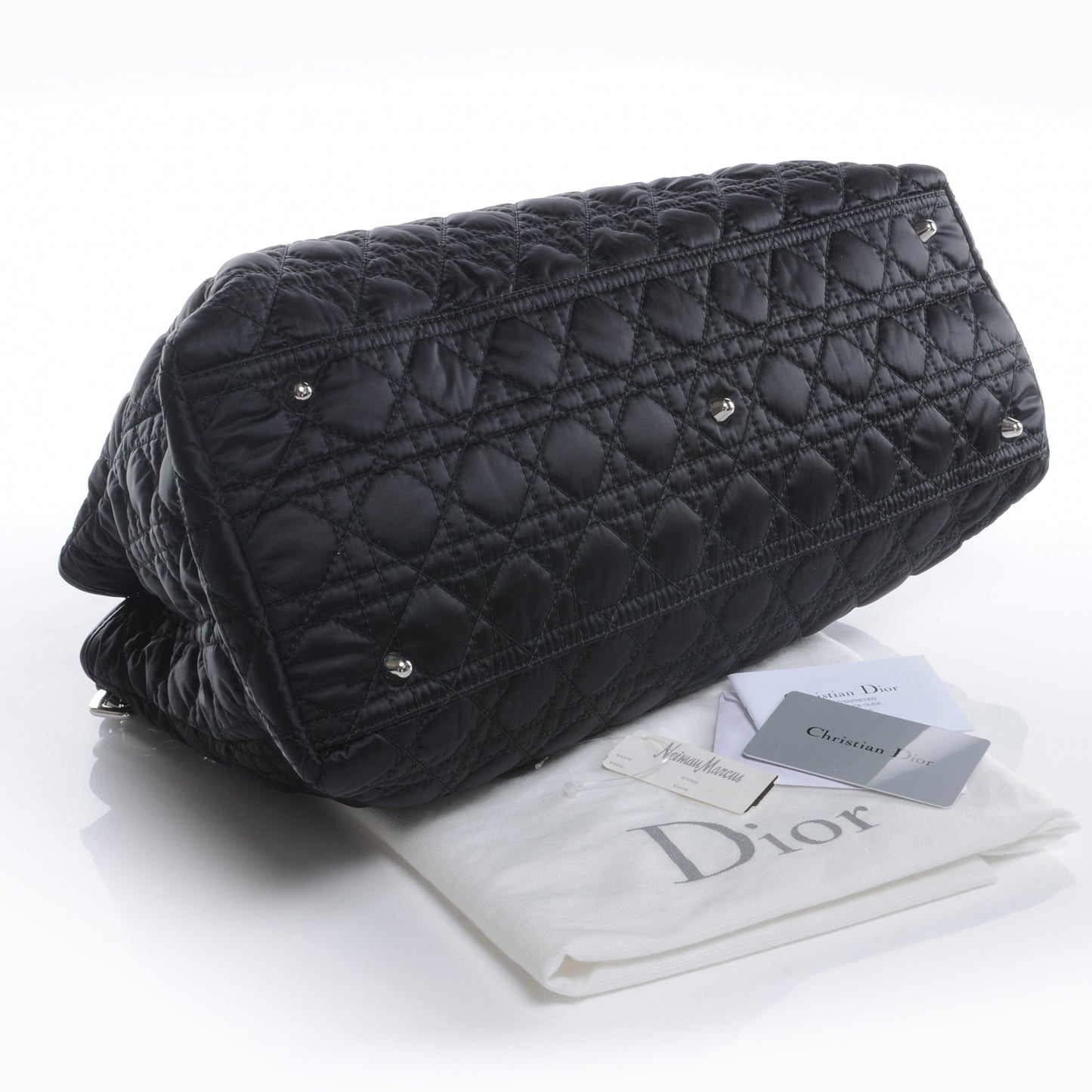 Nylon Cannage Medium Charming Lock Tote Black