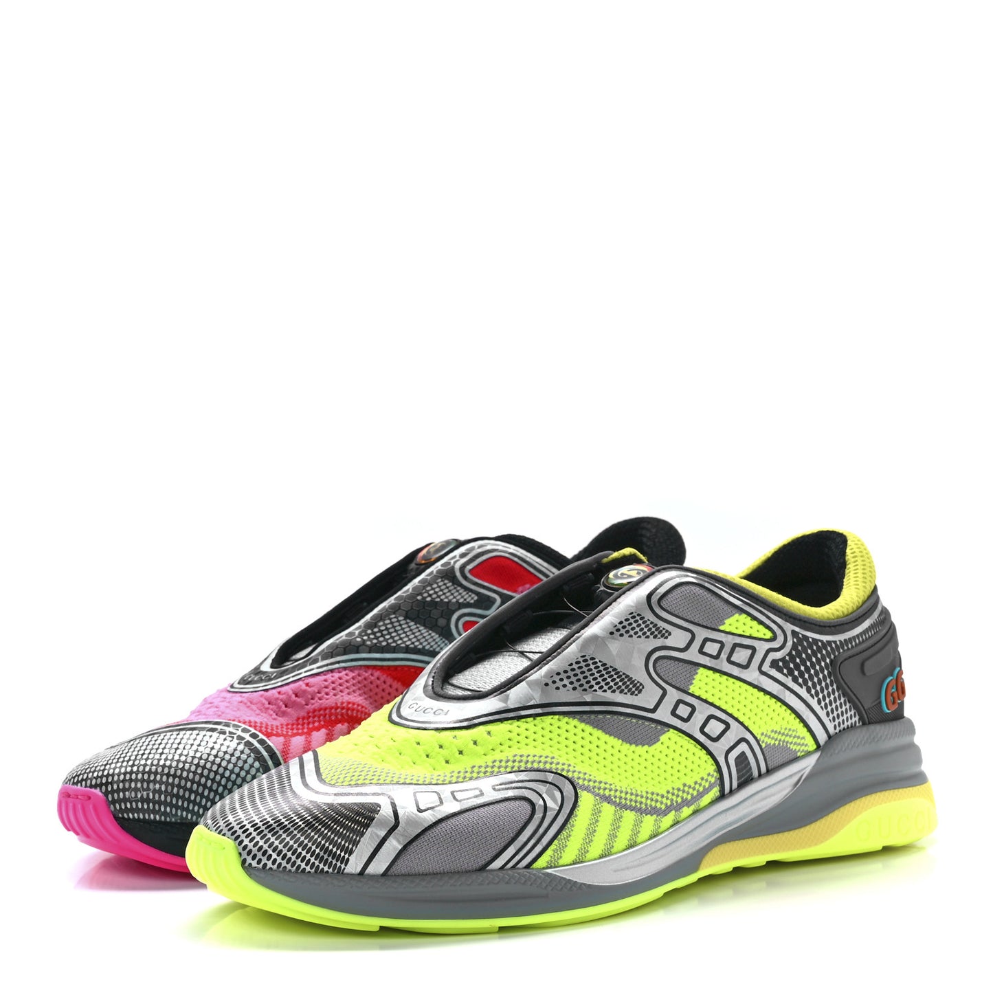 Fabric Two Color Mens Ultrapace R Sneakers 9.5 Poppy Black Red Grey Neon Yellow
