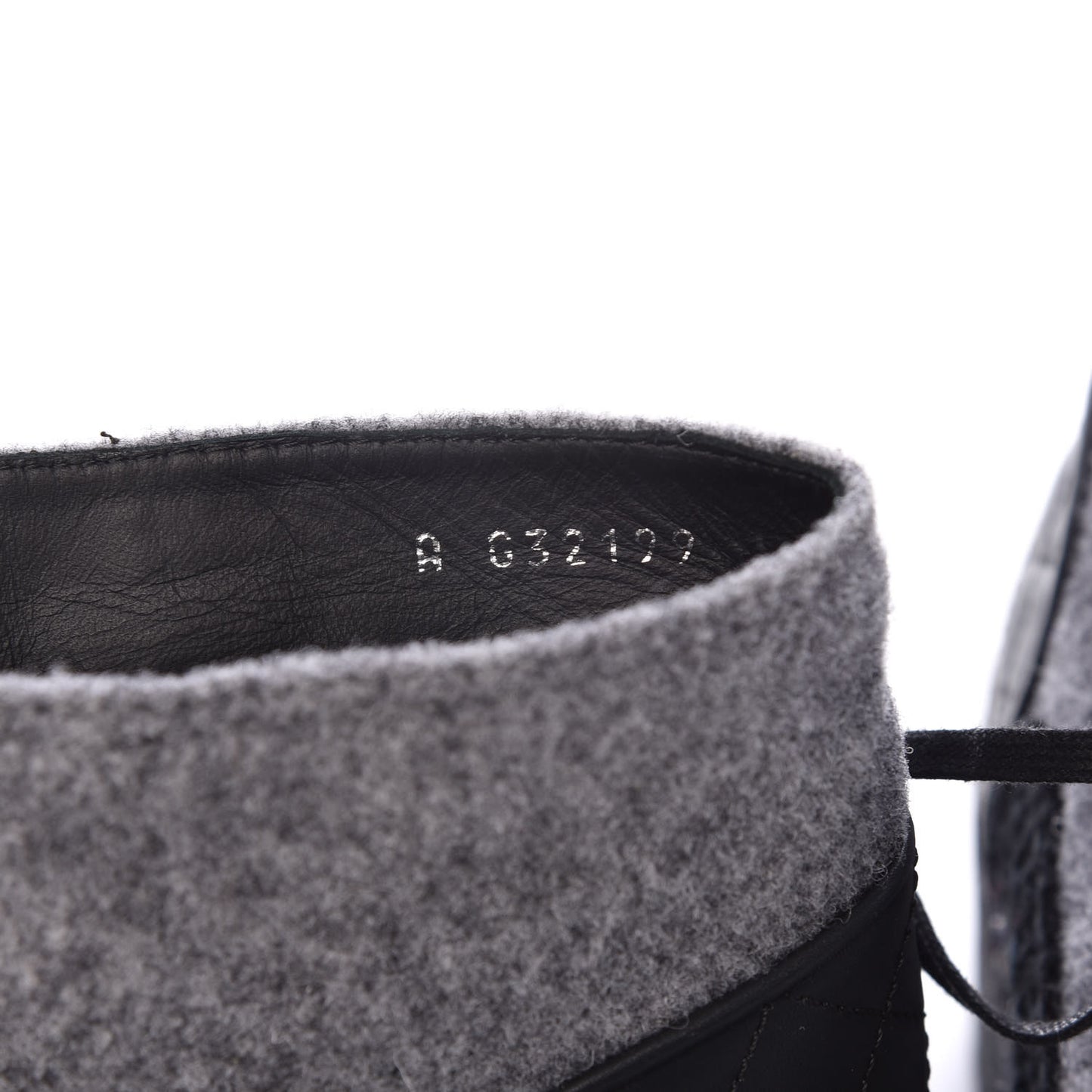 Wool Calfskin Tweed Lace Up Boots 42 Grey Black