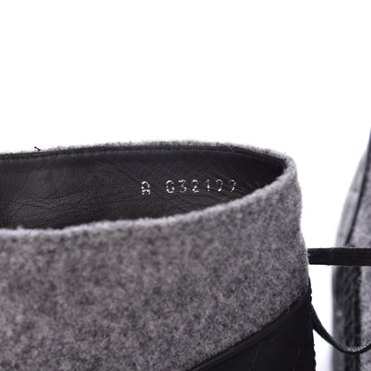 Chanel Wool Calfskin Tweed Lace Up Boots 42 Grey Black 8 of 15