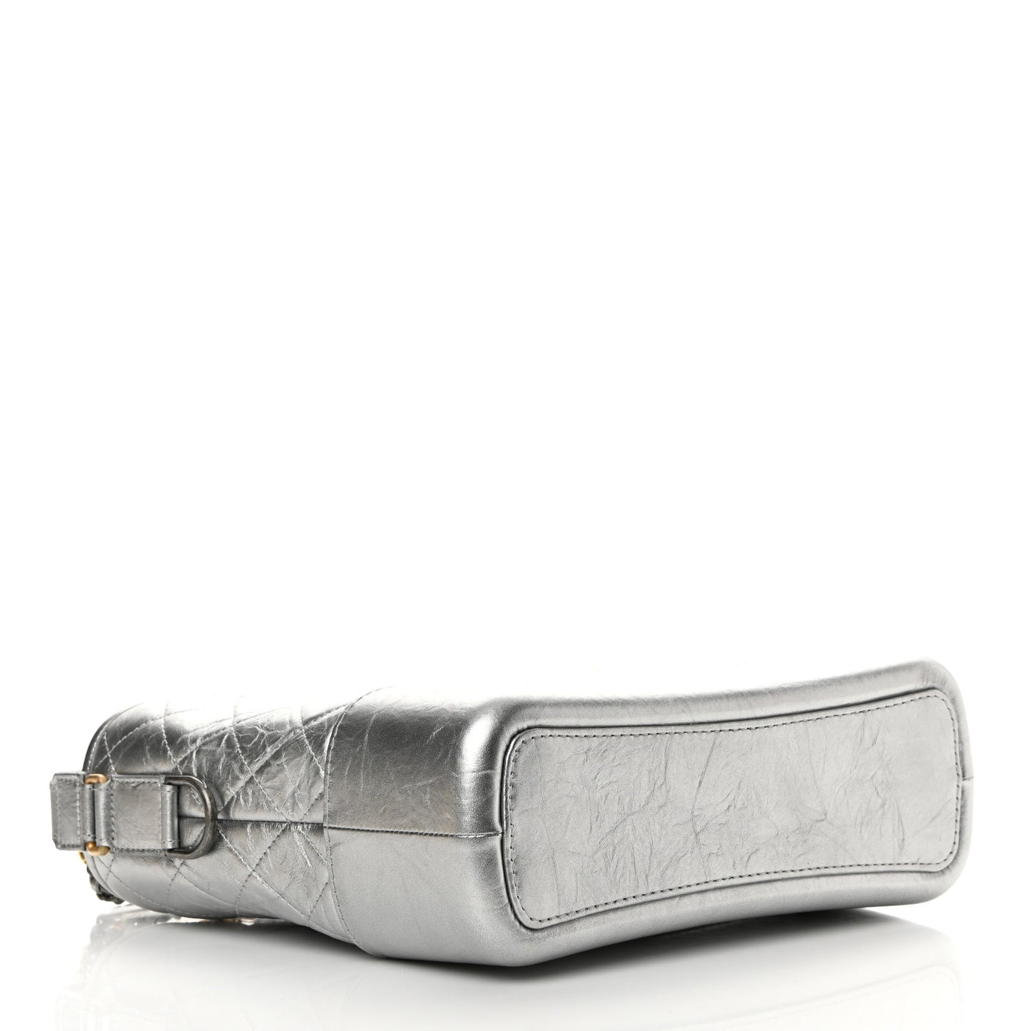 Metallic Aged Calfskin Quilted Medium Gabrielle Hobo Silver