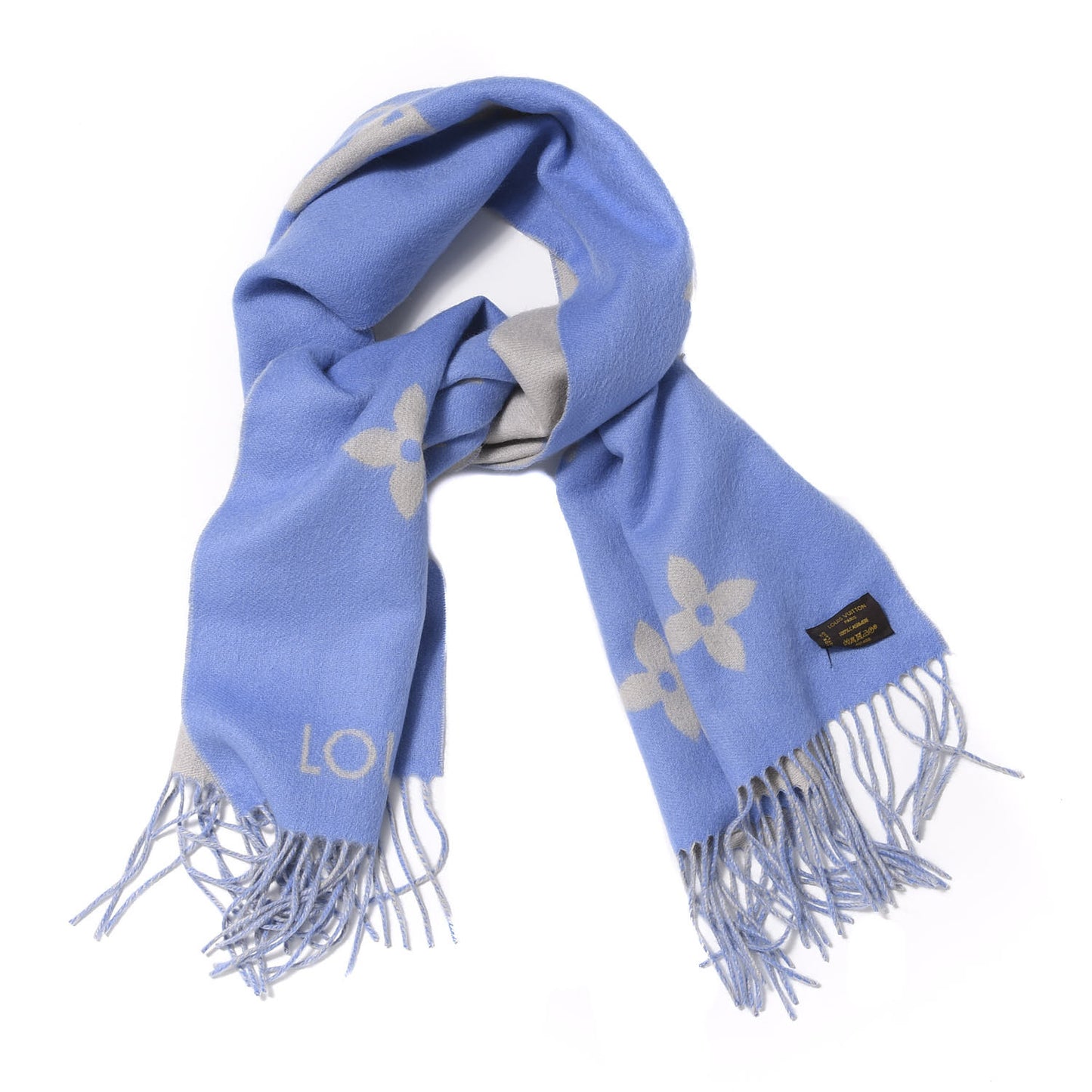 Cashmere Monogram Reykjavik Scarf Denim