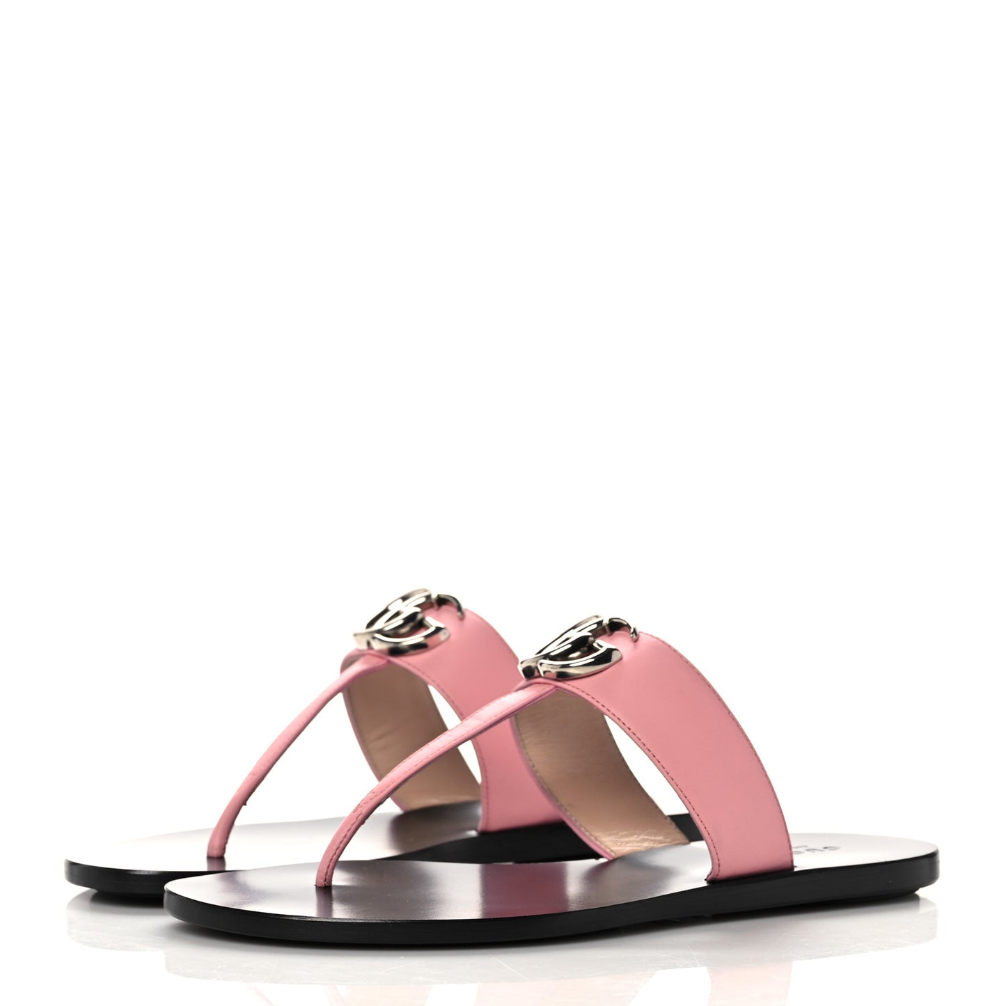Calfskin GG Marmont Thong Sandals 35.5 Wild Rose