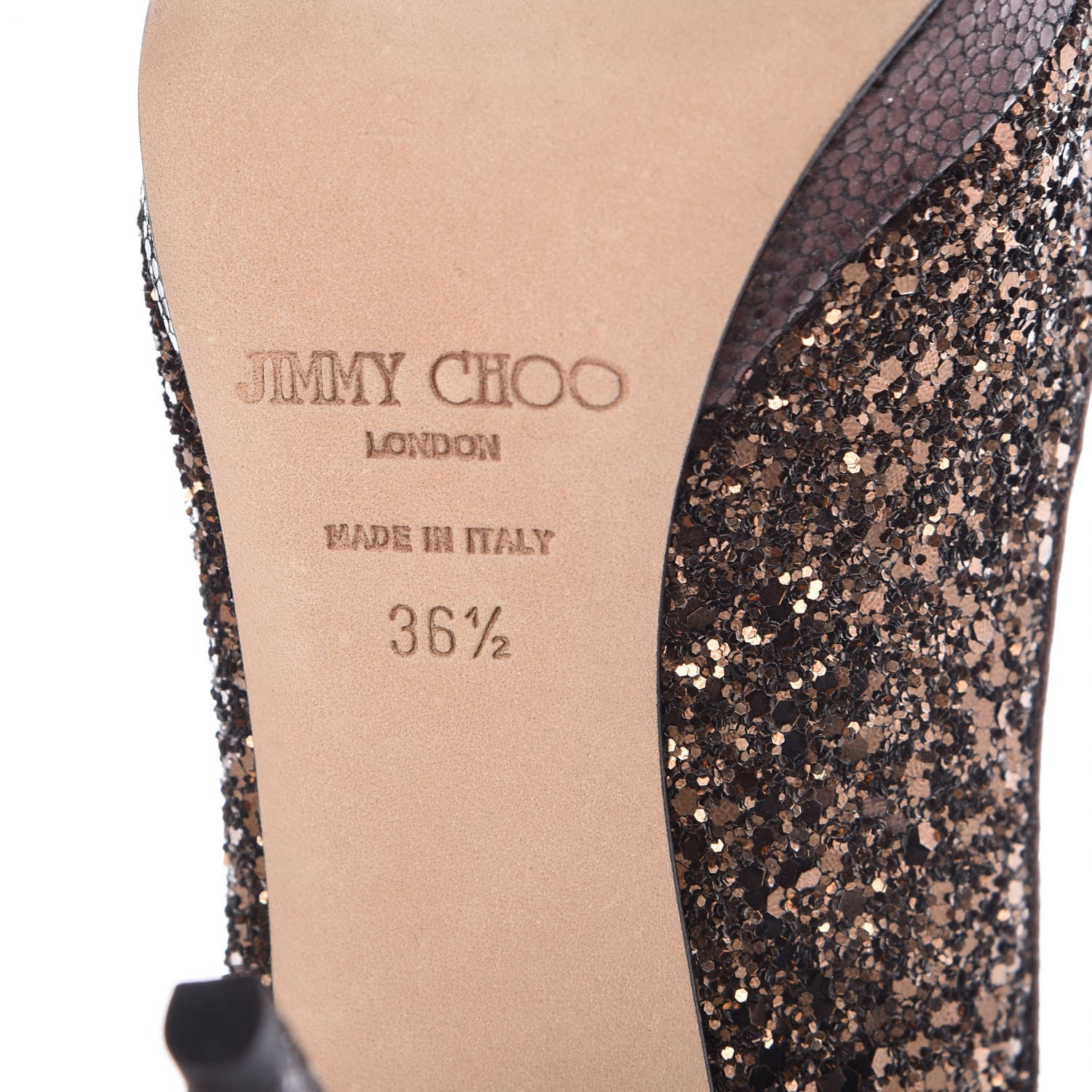 Jimmy Choo Coarse Glitter Fabric Nova Slingback Pumps 36.5 Bronze 8 of 10