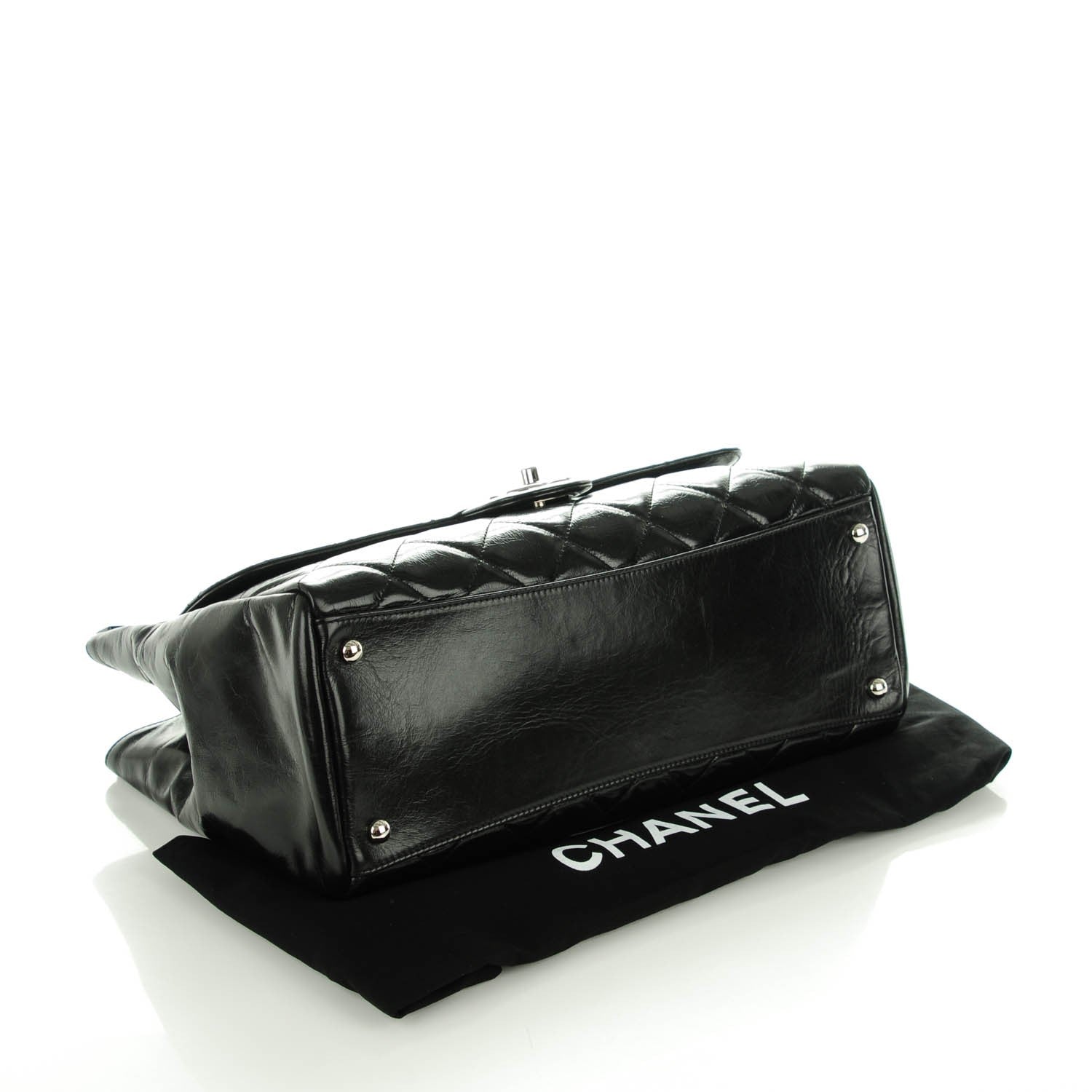 Chanel Glazed Calfskin Quilted Small CC Delivery Tote Black 4 of 7