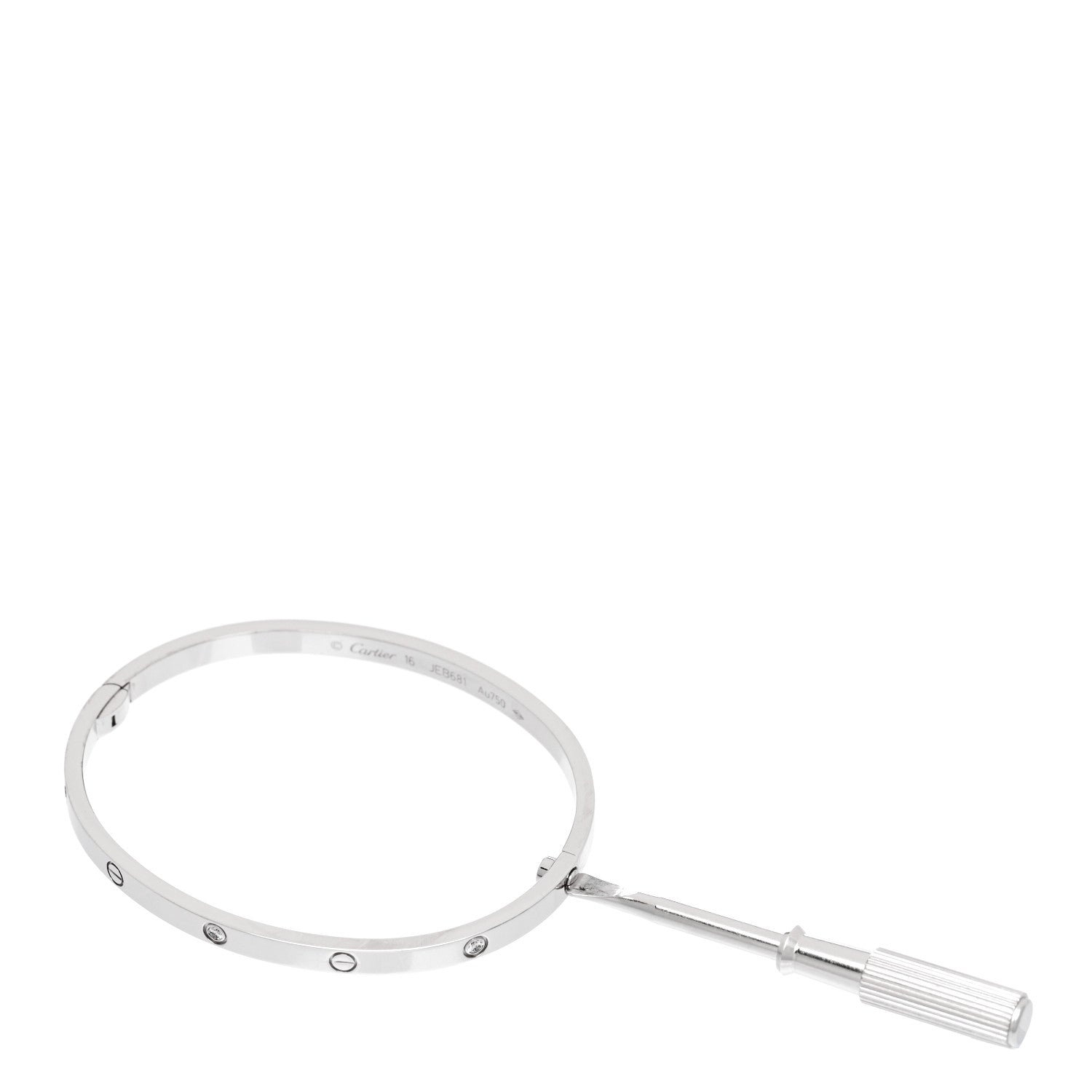 Cartier 18K White Gold 6 Diamond Small LOVE Bracelet 16 3 of 5