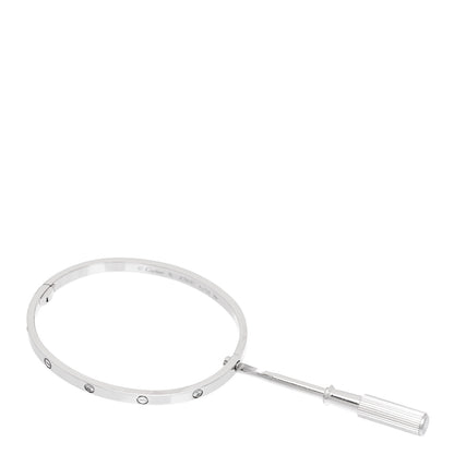 Cartier 18K White Gold 6 Diamond Small LOVE Bracelet 16 3 of 5