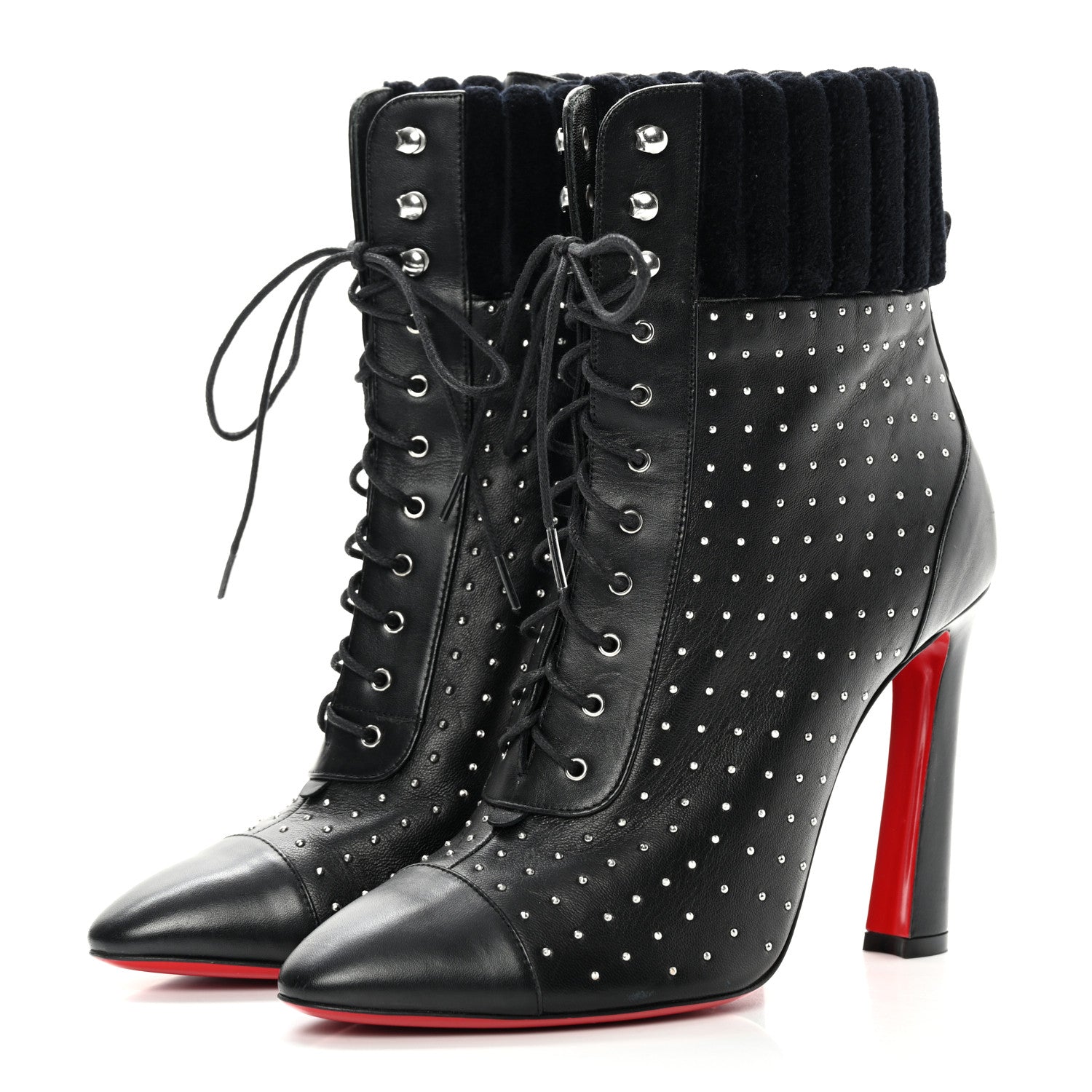 Christian Louboutin Calfskin Studded Dakita 100 Booties 39 Black 3 of 11