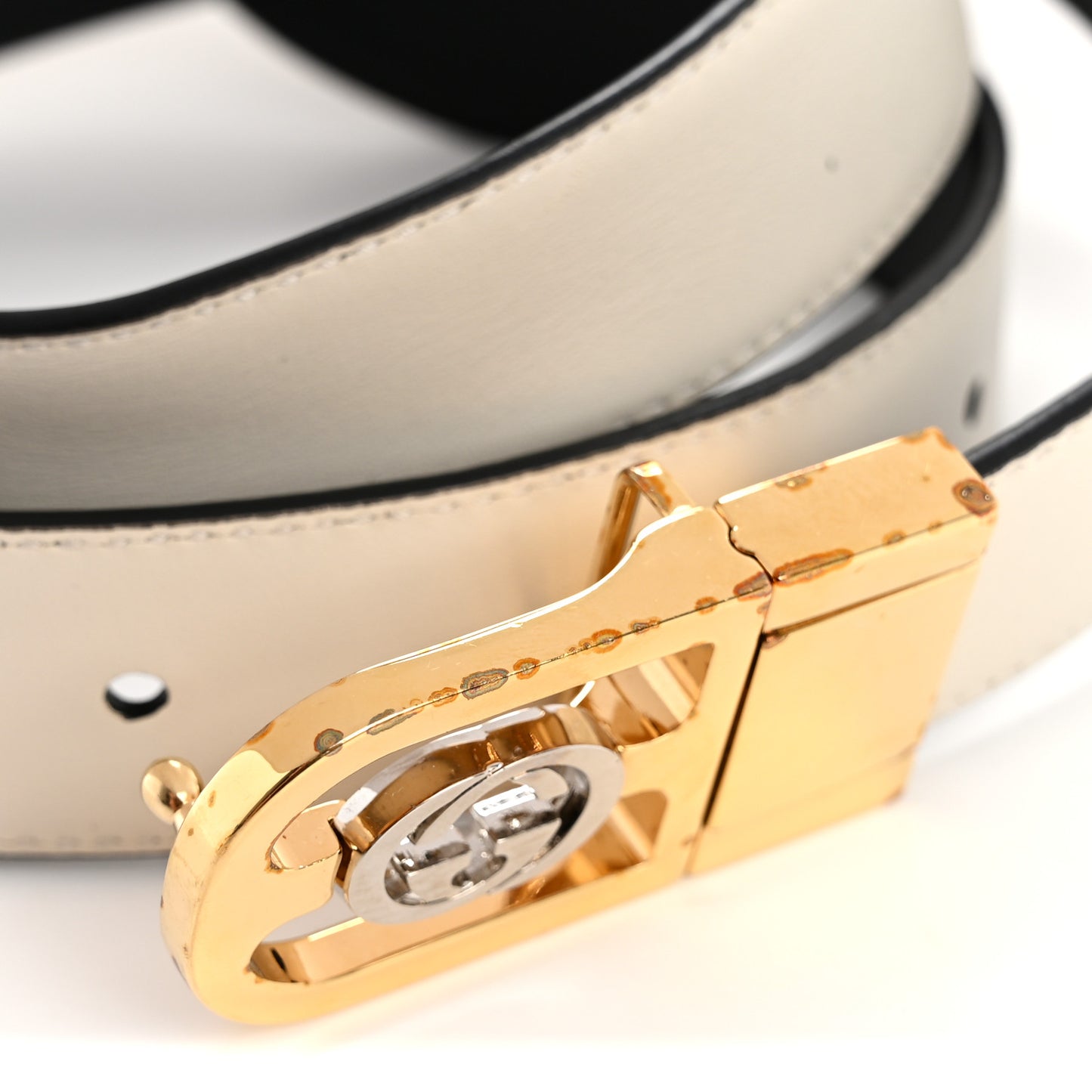 Calfskin Interlocking G Reversible Belt 90 36 Ivory