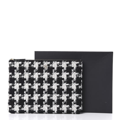 Chanel Tweed Quilted Medium Cosmetic Pouch Black Ecru White 8 of 8