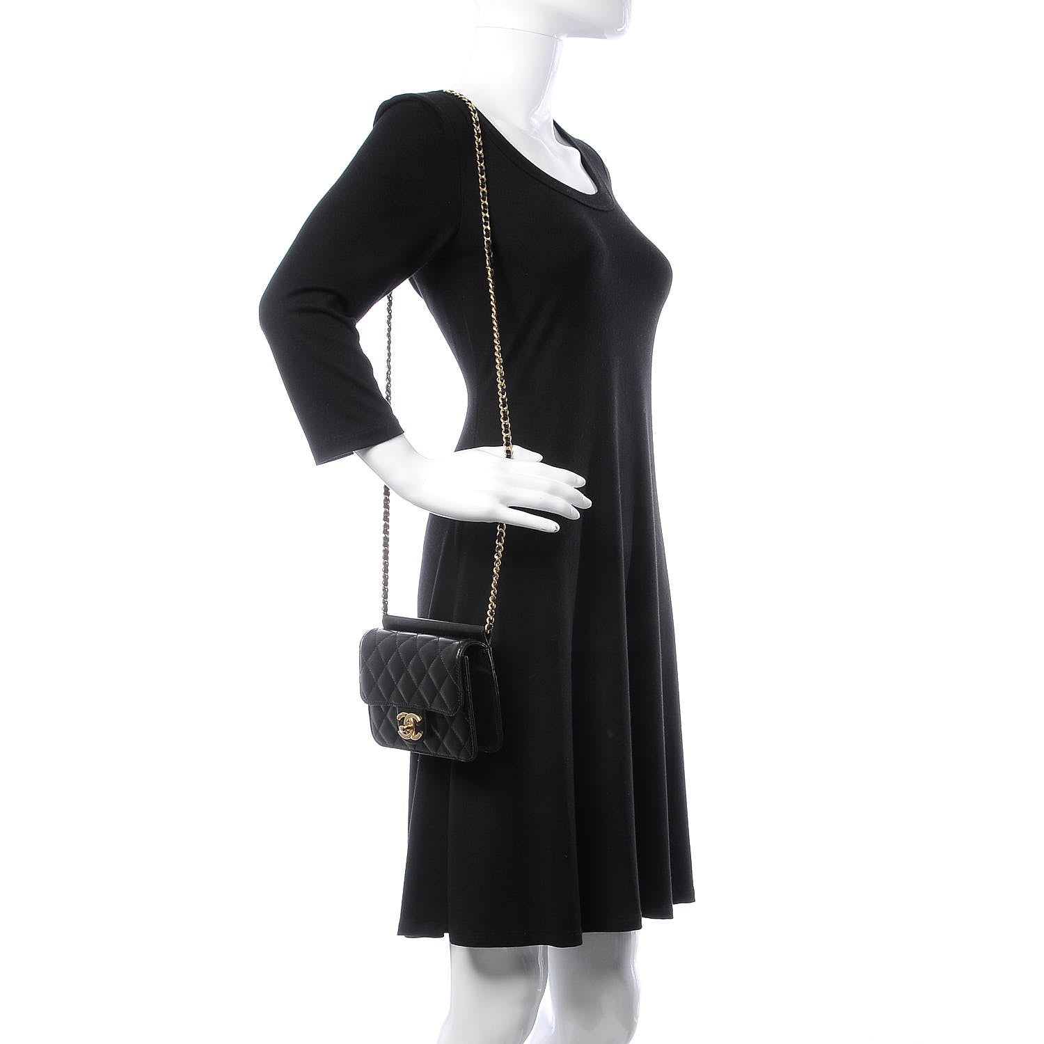 Chanel Lambskin Quilted Crossing Times Mini Flap Black 2 of 7