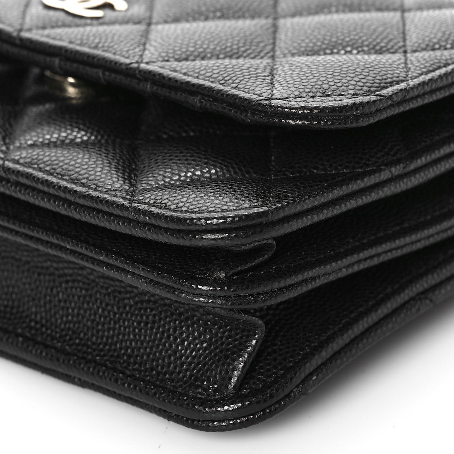 Caviar Quilted Mini Wallet On Chain WOC Black