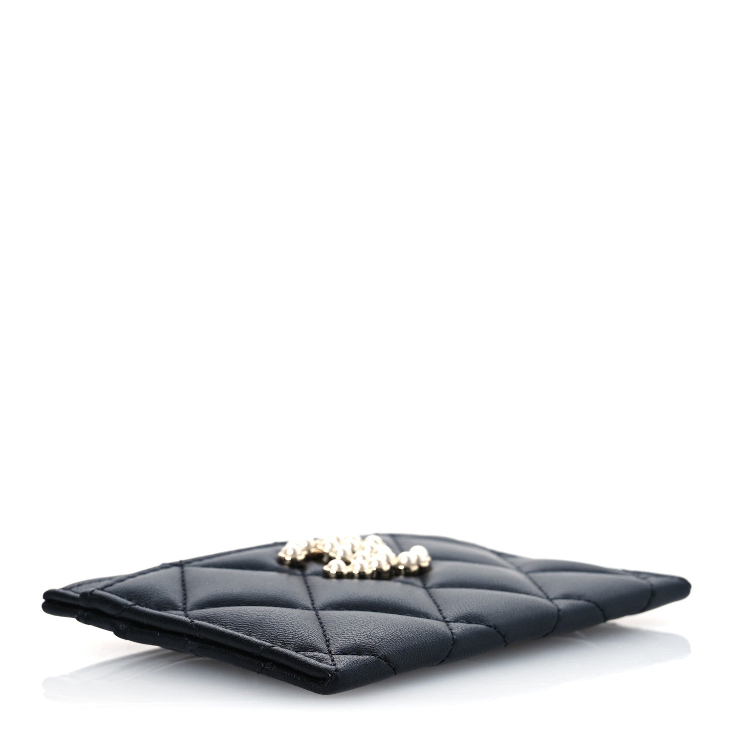 Chanel Lambskin Quilted Pearl CC Chanel Card Holder Black 4 of 9