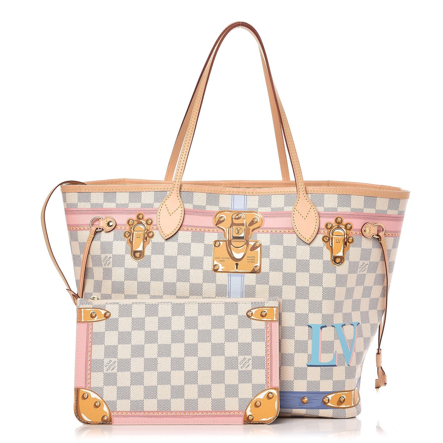 Louis Vuitton Damier Azur Summer Trunks Neo Neverfull MM 1 of 9