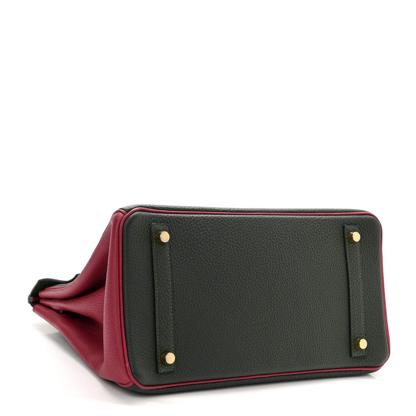 Togo Bi-Color Horseshoe Birkin 30 Garnet Vert Fonce