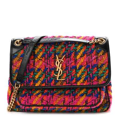 Saint Laurent Tweed Calfskin Matelasse Monogram Medium Niki Chain Satchel Multicolor 1 of 10