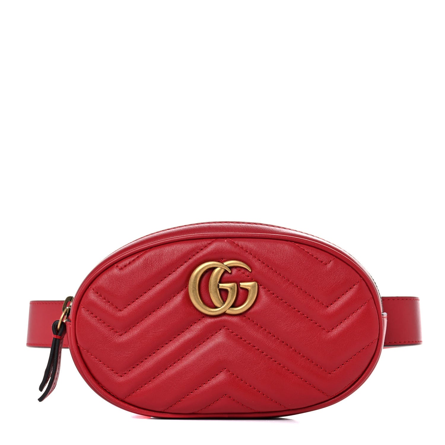 Gucci Calfskin Matelasse GG Marmont Belt Bag 85 34 Hibiscus Red 1 of 12