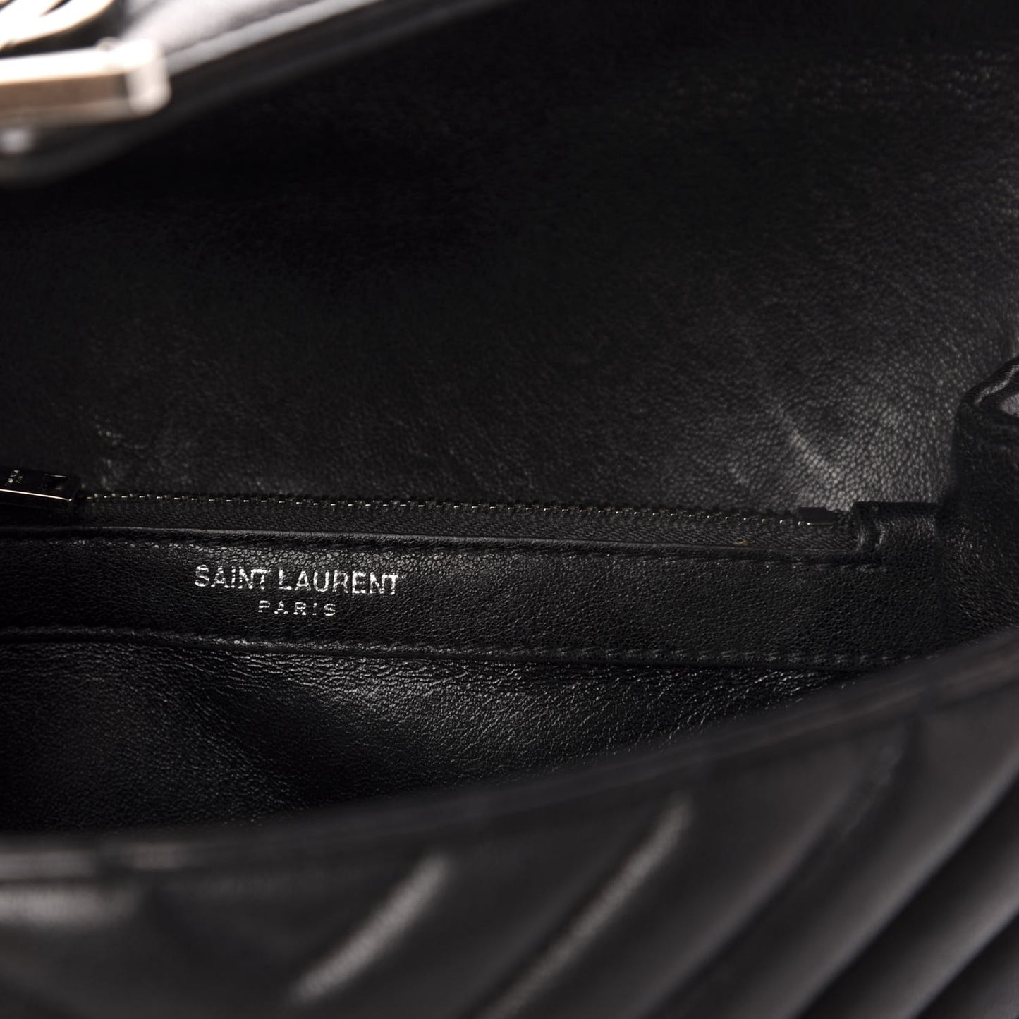 Sheepskin Matelasse Chevron Monogram Medium College Bag Black
