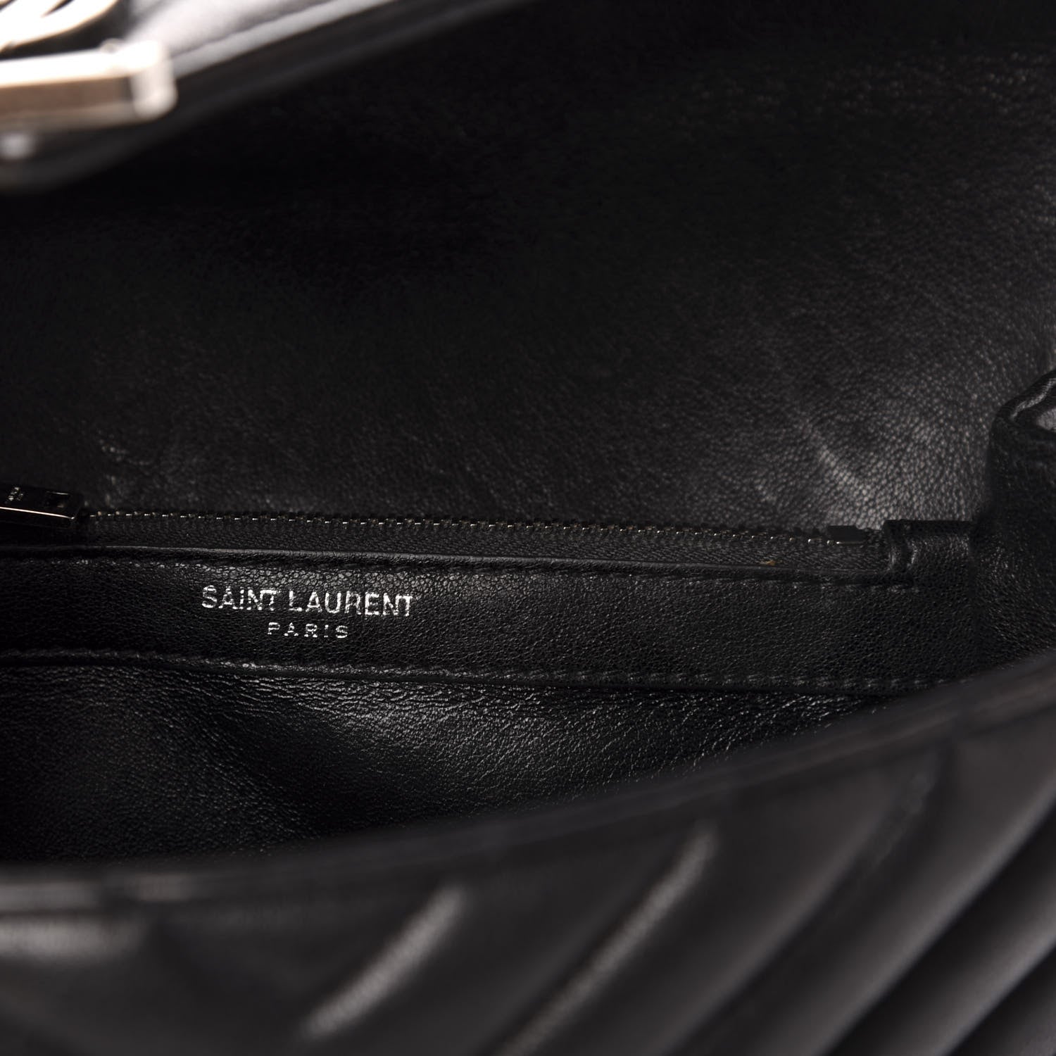 Saint Laurent Sheepskin Matelasse Chevron Monogram Medium College Bag Black 6 of 14