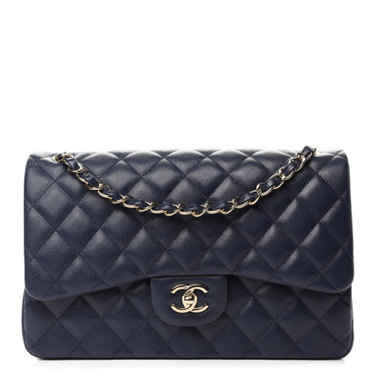 Chanel Caviar Quilted Jumbo Double Flap Navy Blue 1 of 11